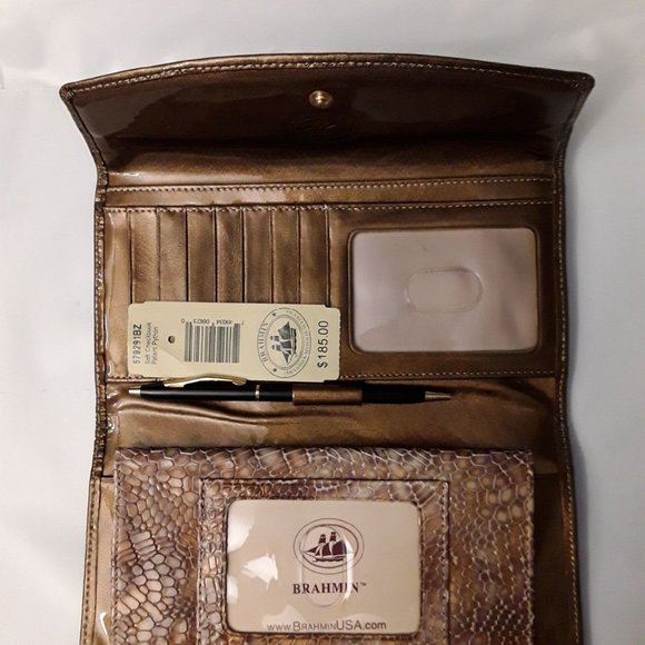 Brahmin Soft Checkbook Patent Python Wallet NEW - Picture 3 of 3